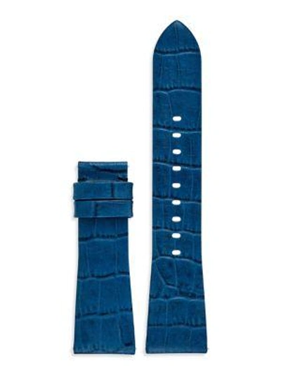 Shop Michael Kors Access Bradshaw Croc-embossed Leather Watch Strap In Blue
