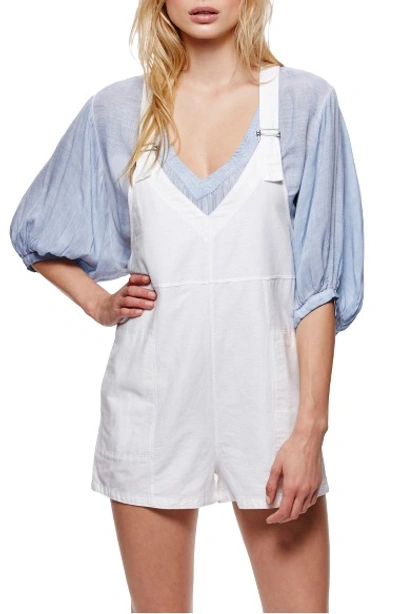 Free People Cotton & Linen Romper In Ivory