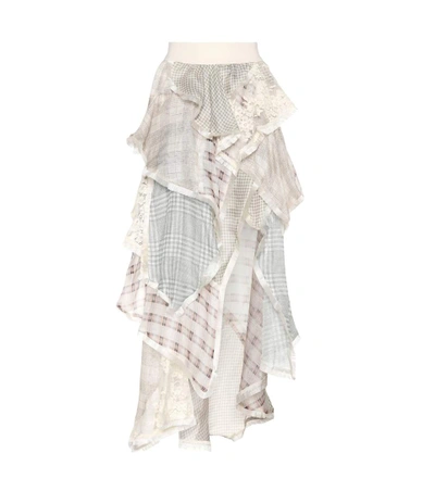 Shop Zimmermann Silk And Linen Skirt In Spliced Cavalier