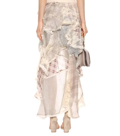 Shop Zimmermann Silk And Linen Skirt In Spliced Cavalier