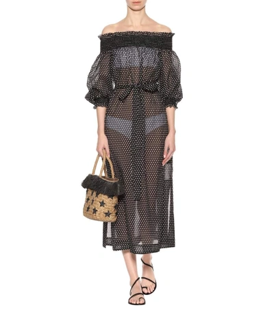 Shop Lisa Marie Fernandez Off-the-shoulder Cotton Dress In Black