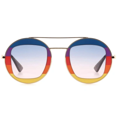 Gucci Round-frame Metal Sunglasses In Multicoloured