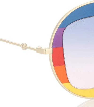 Shop Gucci Round Sunglasses In Multicoloured