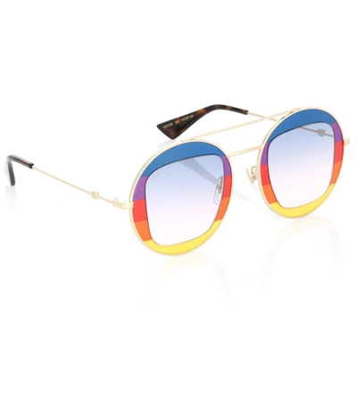 Shop Gucci Round Sunglasses In Multicoloured