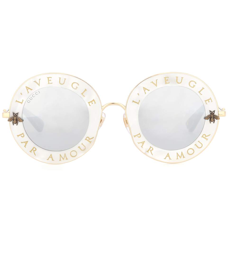 gucci white round sunglasses