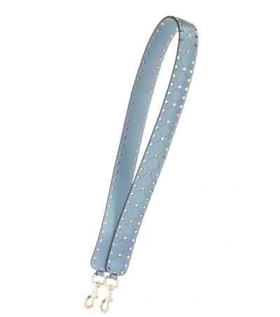 Valentino Garavani Rockstud Spike Leather Shoulder Strap In Blue