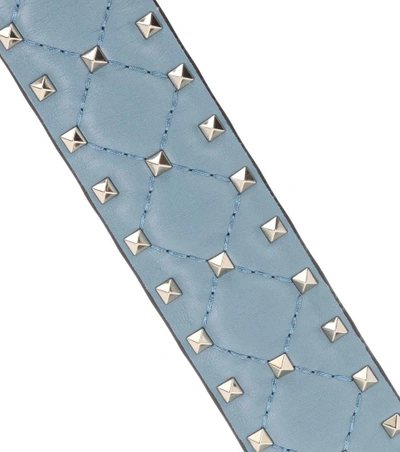 Shop Valentino Rockstud Spike Leather Shoulder Strap In Blue