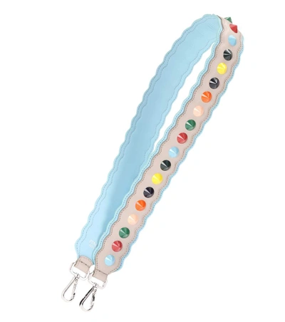 Fendi Strap You Embellished Leather Shoulder Strap In Multicoloured