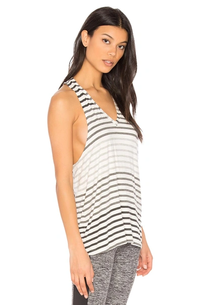 Shop Beyond Yoga Bring It Ombre Striped Racer Tank In Gray Ombre Stripe
