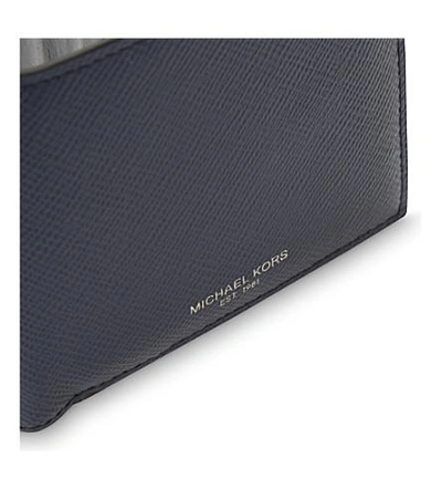 Shop Michael Kors Harrison Leather Billfold Wallet In Navy