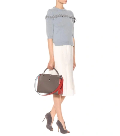 Shop Fendi Dotcom Leather Shoulder Bag In Grey Multi