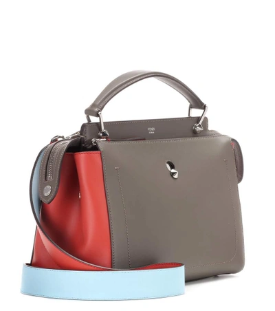 Shop Fendi Dotcom Leather Shoulder Bag In Grey Multi