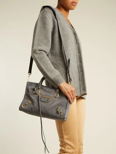 Balenciaga Small Grey Suede Classic City Bag | ModeSens