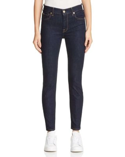 7 For All Mankind The High Waist Ankle Skinny Jeans In Dark Rinse In Darkrinse