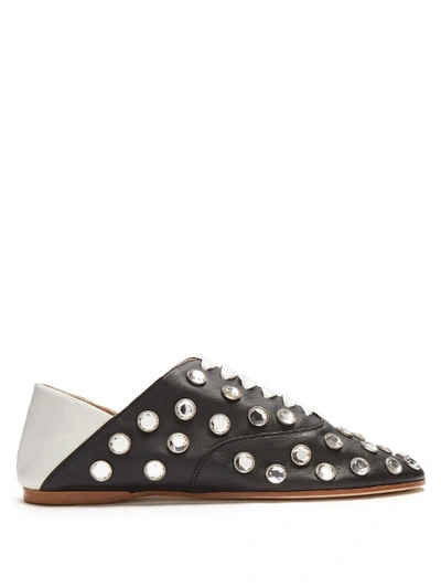 Acne Studios Mika Crystal-studded Leather Babouche Mules In Black/white