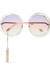 Chloé Carlina Round-frame Gold-tone Sunglasses