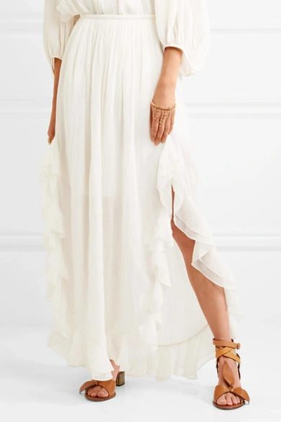 Shop Chloé Ruffled Cotton And Silk-blend Maxi Skirt