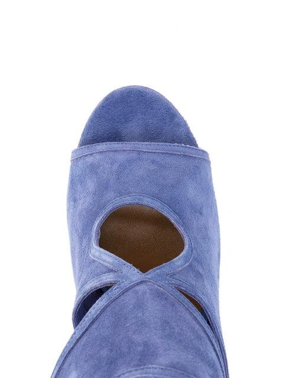 Shop Aquazzura Blue Sexy Thing 110 Suede Sandals