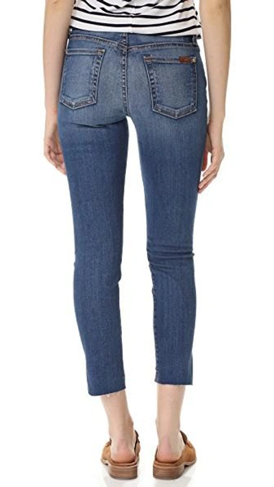 Shop 7 For All Mankind Ankle Skinny Jeans With Step Hem In Distressed Authentic Light 3