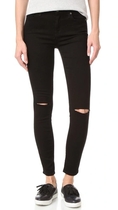 7 For All Mankind B(air) Ankle Skinny Jeans In Black