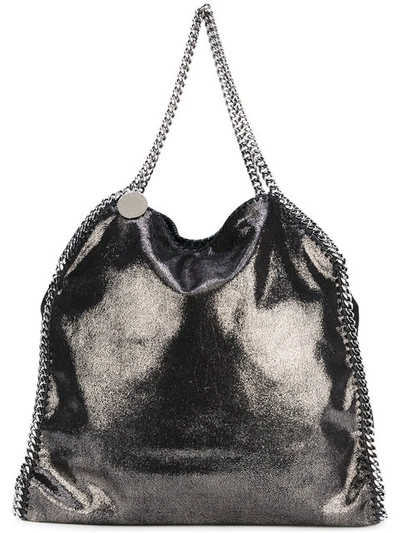 Stella Mccartney Falabella Chamois Big Tote In Ruthenium (pewter