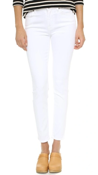 7 For All Mankind Step Hem Skinny Jeans In Clean White