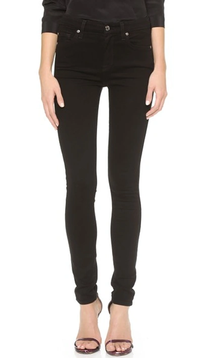 7 For All Mankind The High Waist Slim Illusion Luxe Skinny Jeans In Slim Illusion Luxe Black