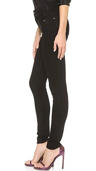 Shop 7 For All Mankind The High Waist Slim Illusion Luxe Skinny Jeans In Slim Illusion Luxe Black