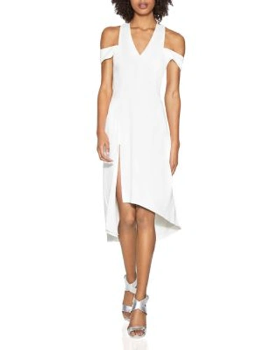 Halston Heritage Sleeveless Stretch Crepe Cocktail Dress In Chalk