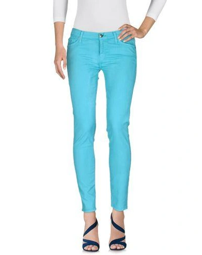 Shop 7 For All Mankind Denim Pants In Turquoise