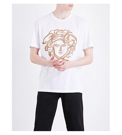 Versace Medusa-print Cotton-jersey T-shirt In White