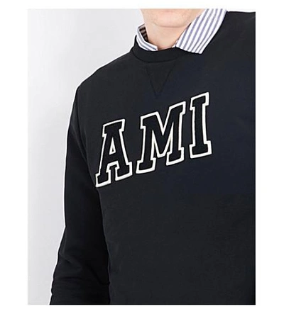 Shop Ami Alexandre Mattiussi Logo-embroidered Cotton Sweatshirt In Black