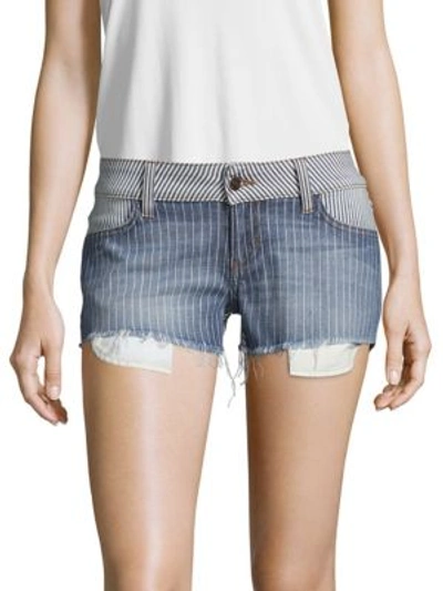 Siwy Striped Frayed Shorts In Blue