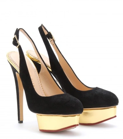 Shop Charlotte Olympia Dolly Suede Sling-backs