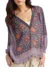 JOIE Frazier Floral Printed Silk Blouse