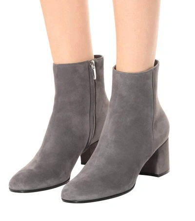 Shop Gianvito Rossi Margaux Mid Suede Ankle Boots In Grey