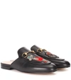 GUCCI PRINCETOWN LEATHER SLIPPERS WITH APPLIQUÉS,P00256156-11