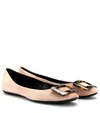 Roger Vivier Gommette Turtle Buckle Suede Ballerinas In Eude