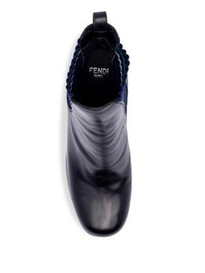 Shop Fendi Round Toe Leather Chelsea Boots In Nero