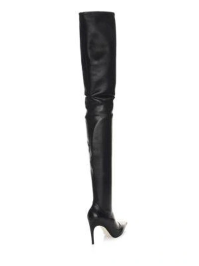 Shop Sergio Rossi Cindy Leather Thigh-high Boots In Black