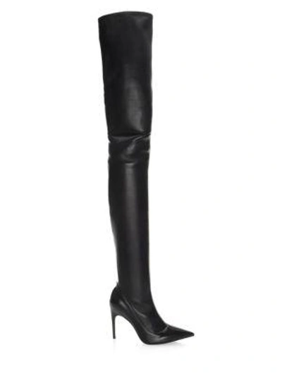 Shop Sergio Rossi Cindy Leather Thigh-high Boots In Black