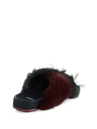 Shop Fendi Mink Fur Mismatched Slides In Multi