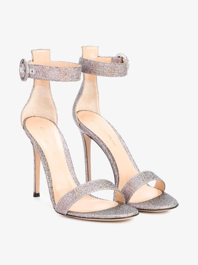 Shop Gianvito Rossi Multi Glitter Portofino 110 Sandals In Silver
