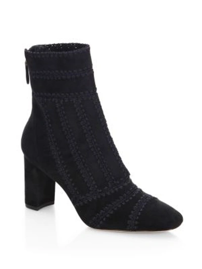 Shop Alexandre Birman Beatrice Embroidered Leather Booties In Black
