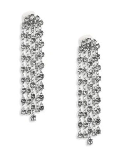 Oscar De La Renta Stone-accented Tassel Clip-on Drop Earrings In Silver