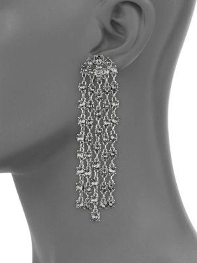 Shop Oscar De La Renta Stone-accented Tassel Clip-on Drop Earrings In Silver