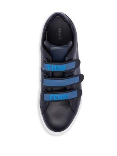 Shop Fendi Leather Grip-tape Sneakers In Nero