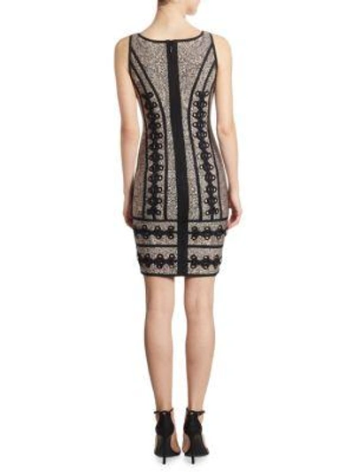 Shop Herve Leger Jacquard Lace-up Dress In Bare Combo