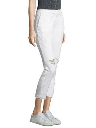 Shop Ag Tristan Distressed Raw-hem Trousers In Distressed White