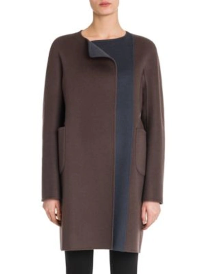 Jil Sander Reversible Cashmere Coat In Slate Grey Brown